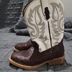 Roper Kids Ostrich Print Square Toe Western Boots